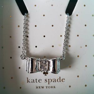 Kate Spade Moon River Bow Necklace Silver NWB
